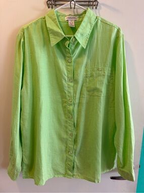 Chadwicks Lime Green Button-Up Linen Shirt
